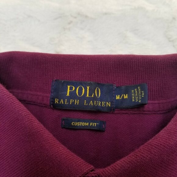 Polo Ralph Lauren Blue Label Mens Custom Fit Pony Logo Polo Shirt Medium Plum - Picture 3 of 7